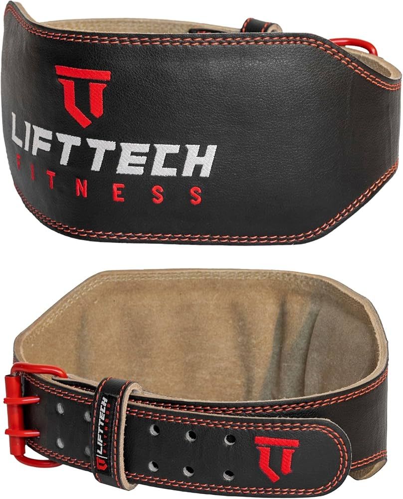 Lifttech 6&quot; Padded Leather Belt Black/Red Small