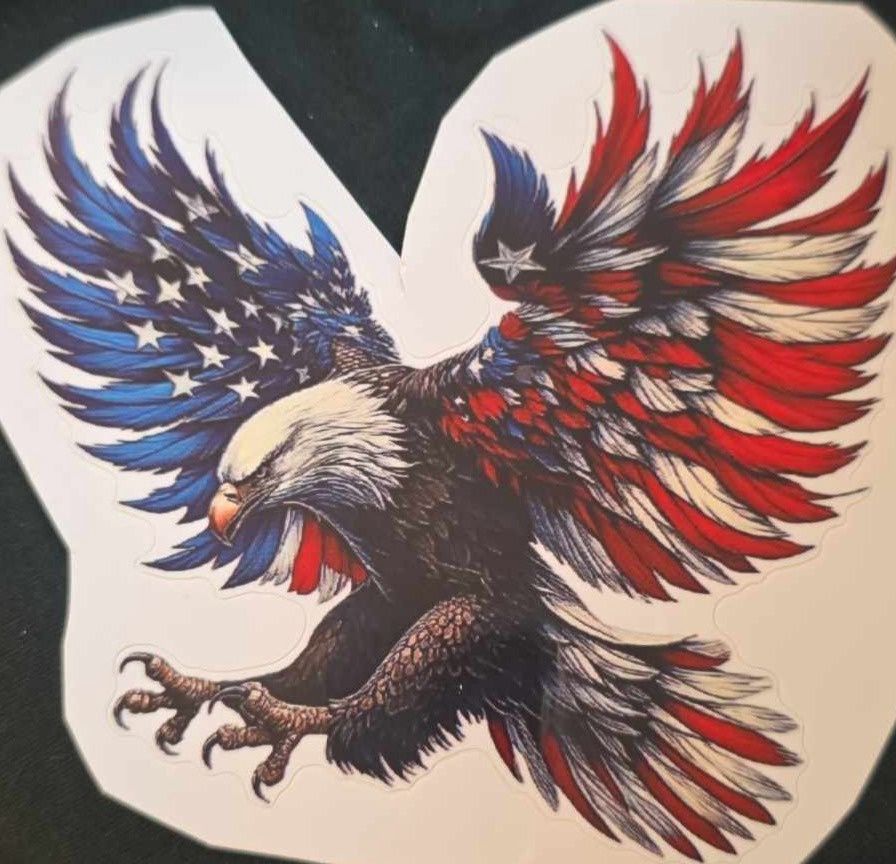 Sticker Eagle American Flag, Size: Medium Approx 6&quot;