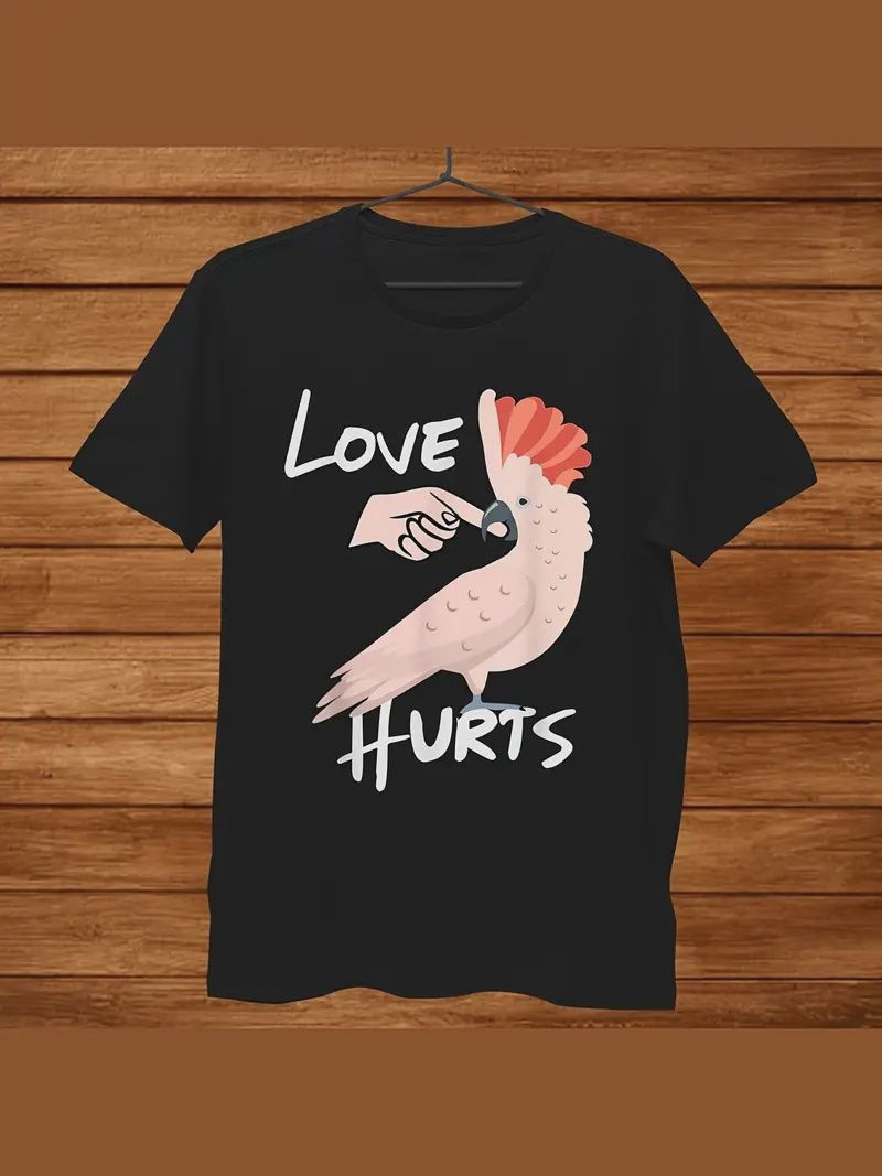 &quot;Love Hurts&quot; Cockatoo T-Shirt, Size: Small, Colour: Black