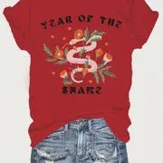 &quot;Year of the Snake&quot; Red w/ Pink Snake T-Shirt, Size: Small