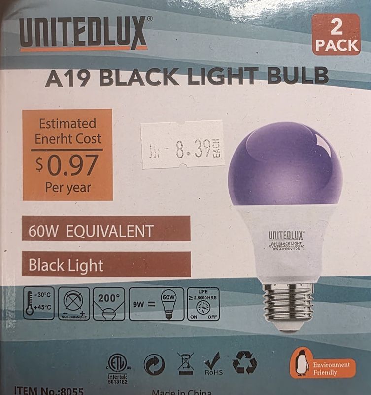 BLACK LIGHT BULB 2 PACK