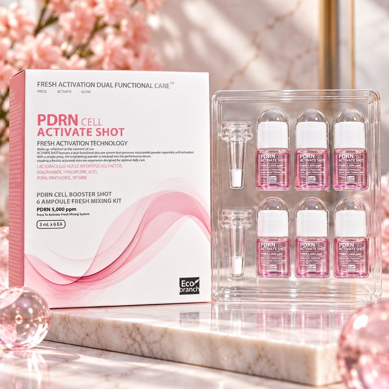 Eco Branch PDRN Cell Activate Shot активирующий набор ампул с PDRN 5,000 ppm, 3 мл × 6 шт. 120g