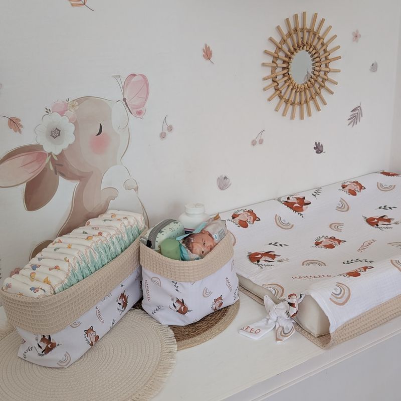 Set Fasciatoio – Cestini Organizer e Fodera Fasciatoio in Mussola e Nido d’Ape Set Fasciatoio – Cestini Organizer e Fodera Fasciatoio in Mussola e Nido d’Ape