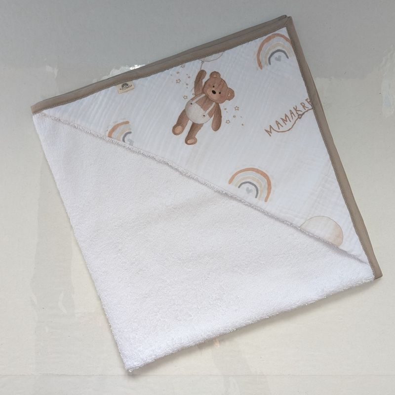 Accappatoio neonato in mussola e spugna – Mamakreo Accappatoio neonato in mussola e spugna – Mamakreo
