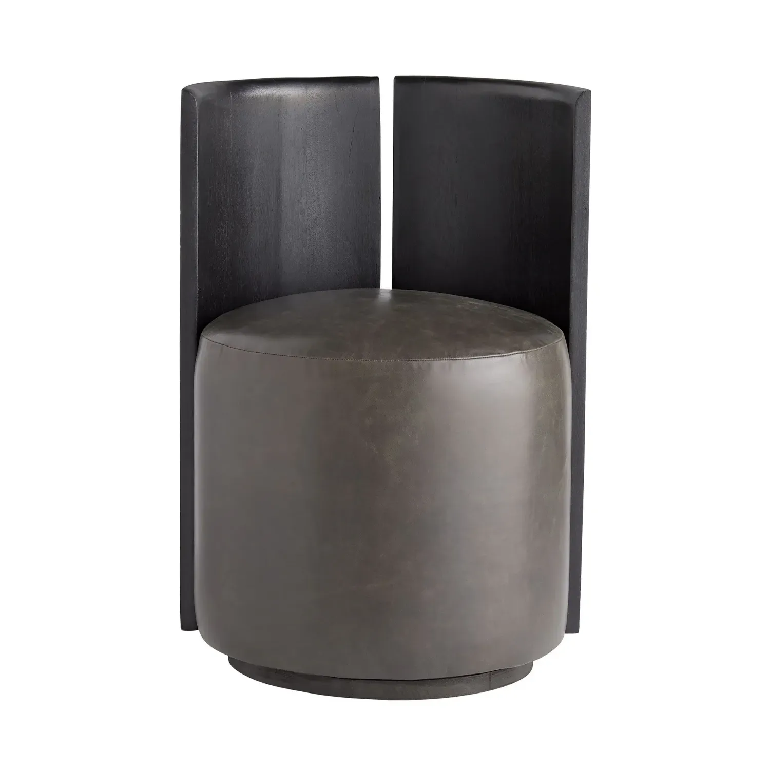 Chair-Grpahite Leather-Round