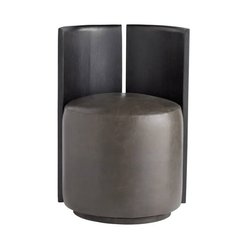 Chair-Grpahite Leather-Round