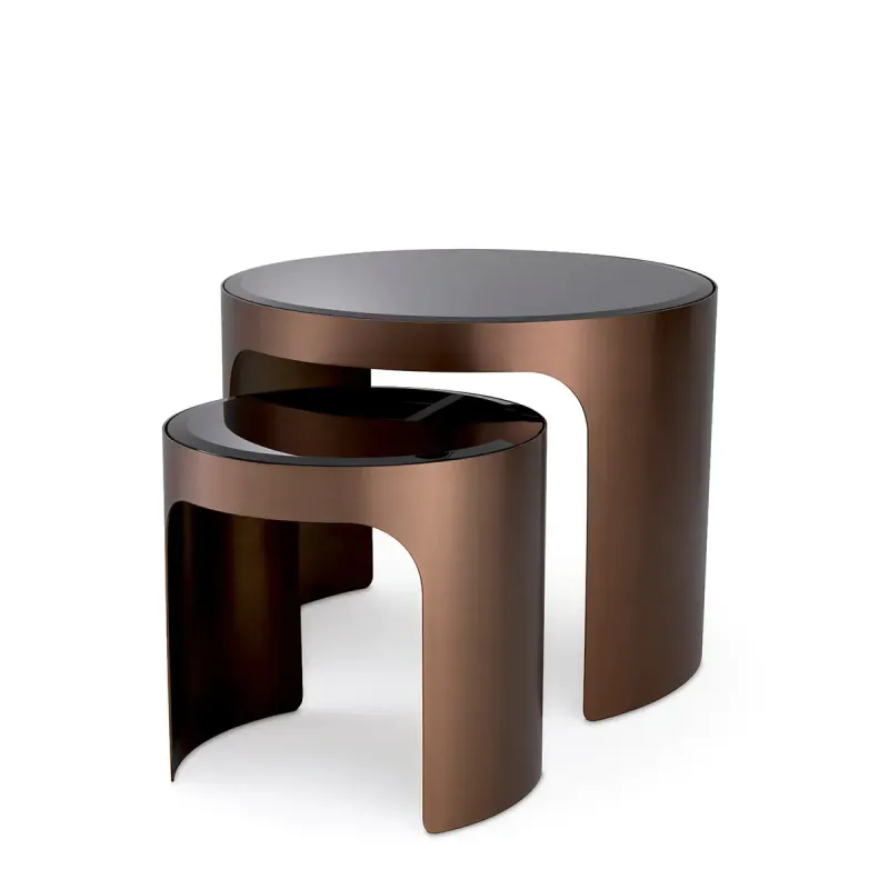 Side Table-Black Glass/Copper-S