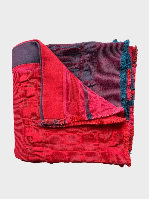 Throw-Teal/Orangee-Cotton