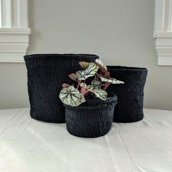 Basket-Sisal Cylinder-Black L