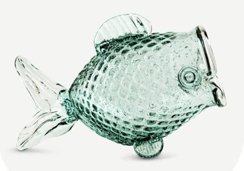 Vase-Clear Glass-Fat Fish