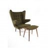 Lounge Chair Ottoman-Walnut Green Fabric