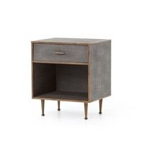 Bedside Table-Shagreen/Antique Brass