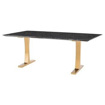 Dining Table-Wood/Marble/Gold-Toulouse