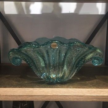 Center Piece-Murano/Gold Leaf- Aquamarine I