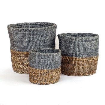 Basket-Sisal/Banana Fiber-Grey S