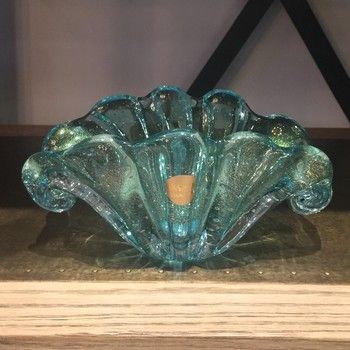 Center Piece-Murano/Gold Leaf- Aquamarine II