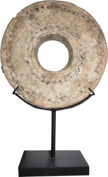 Sculpture-Carved Disk on Stand-L