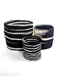 Basket-Sisal Cylinder Ikat-Black M