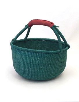 Basket-Bolga Straw-Turquoise