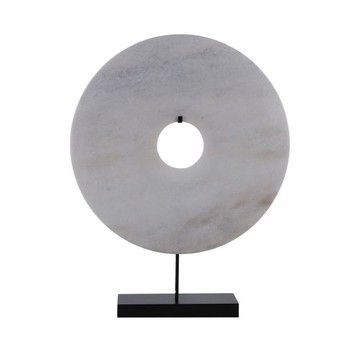 Sculpture-Jade Disk-White 16in