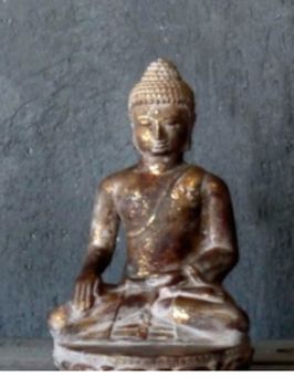 Sculpture-Buddha Lotus-Golden Cement