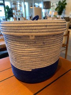 Basket-Royal Blue/Ivory-Lidded