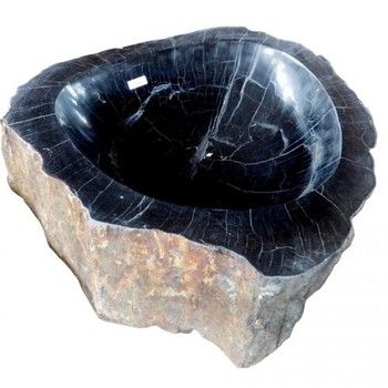 Bowl-Petrified Wood-Tall Black