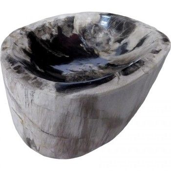 Bowl-Petrified Wood-Tall-Black/White