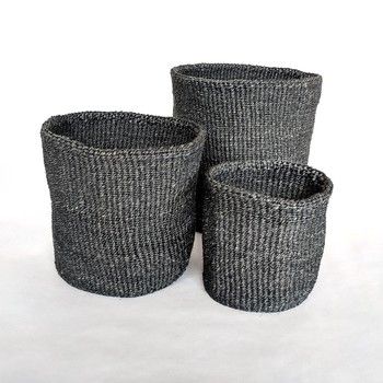 Basket-Sisal Cylinder-Grey S