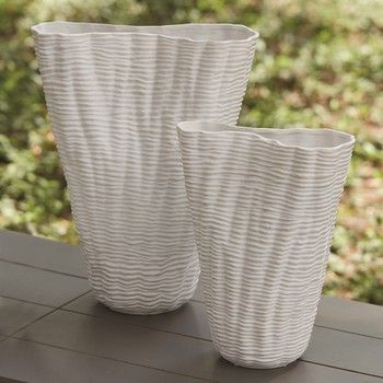 Vase-Ripple White-L