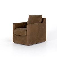 Swivel Chair-Leather-Umber Grey