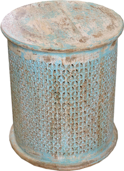 Side Table-Wood-Blue Patina-Antique