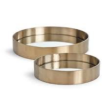 Tray-Brass-L-Round w/ Mirror