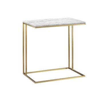 End Table-White Marble/Gold