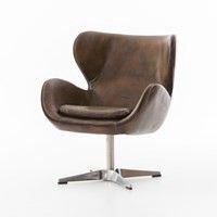 Swivel Chair-Leather-English Expesso