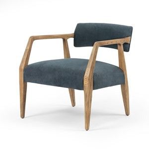Chair-Blue Fabric/Wood