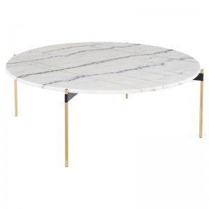 Side Table-White Marble/Brushed Steel