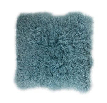 Pillow-Mongolian Fur-Acqua 20x20