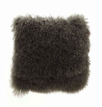 Pillow-Mongolian Fur-Olive16x16