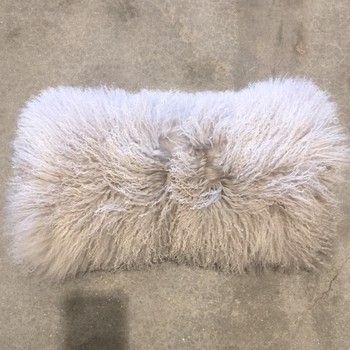 Pillow-Mongolian Fur-Light Grey