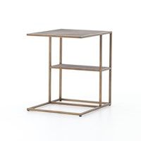 Side Table-Iron Antique Brass/Grey Shagreen