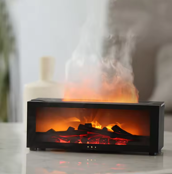 Diffuseur d&#39;Huiles Essentielles LED avec Télécommande – Effet Cheminée, Relaxation et Bien-Être à la Maison