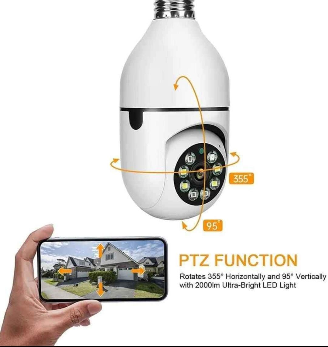 Foco Cámara De Seguridad Led Espía 360 Wifi Tiempo Real Blanco