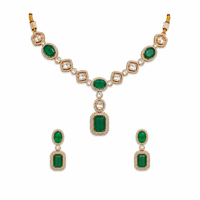 Emerald Statement Necklace Set