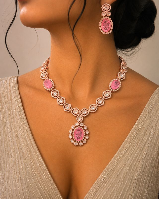 Elara Pink Statement Set