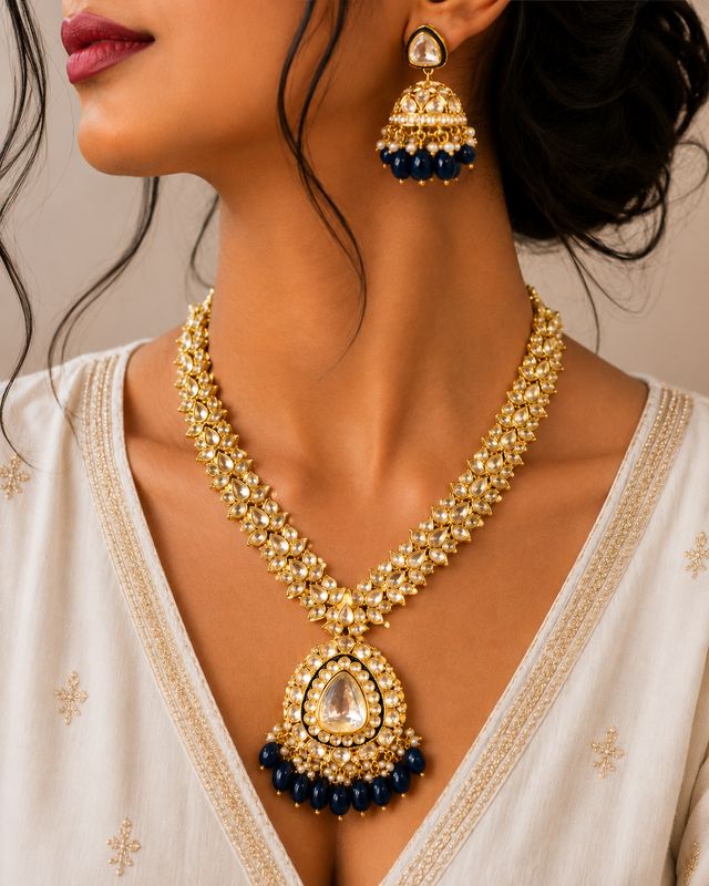 Noor Sapphire Kundan Necklace Set