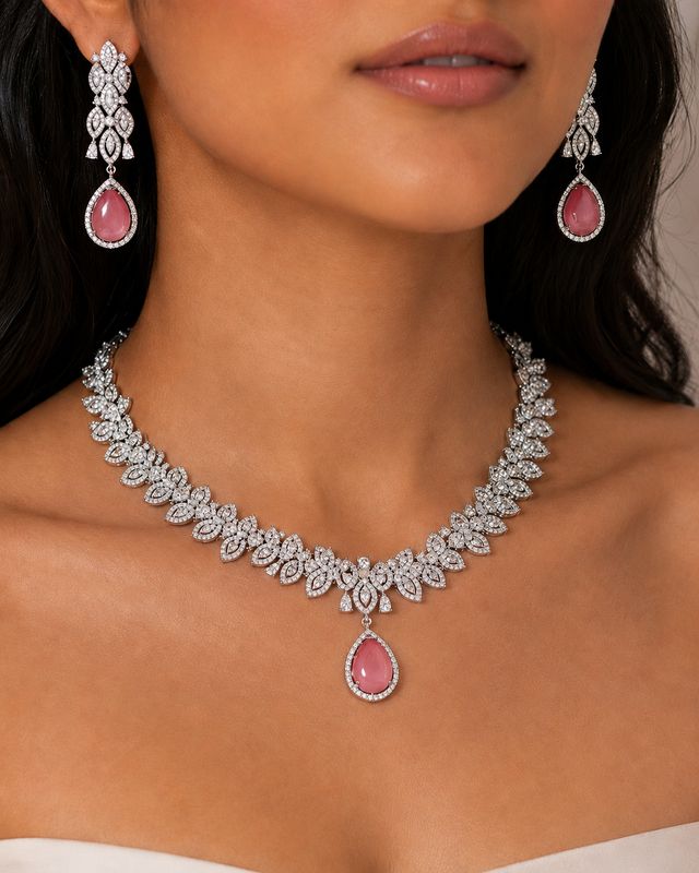 Celeste Blush Drop Necklace Set