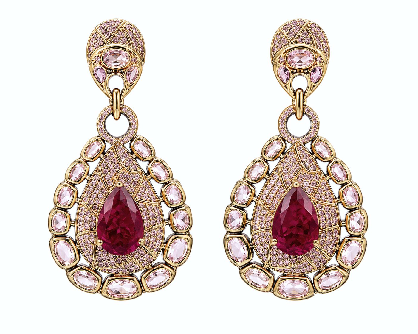 Ravina Ruby Teardrop Statement Earrings