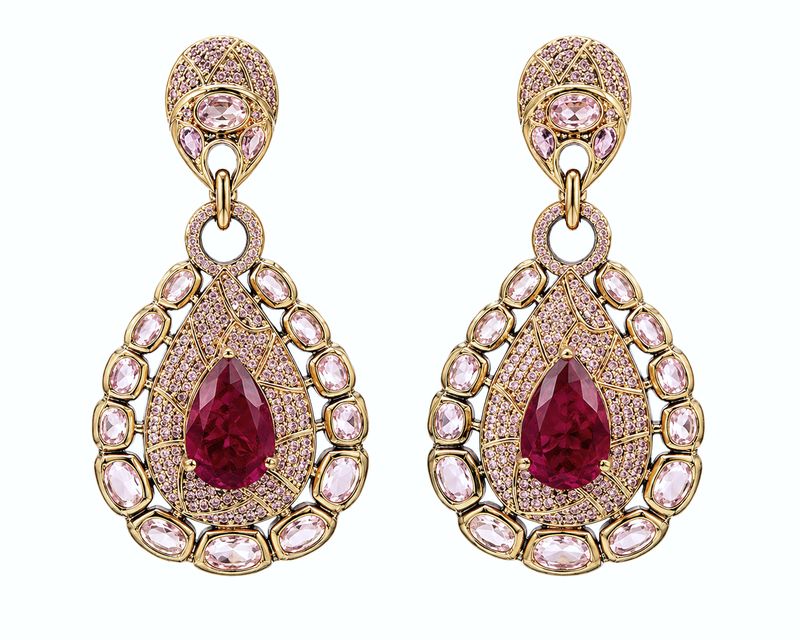 Ravina Ruby Teardrop Statement Earrings