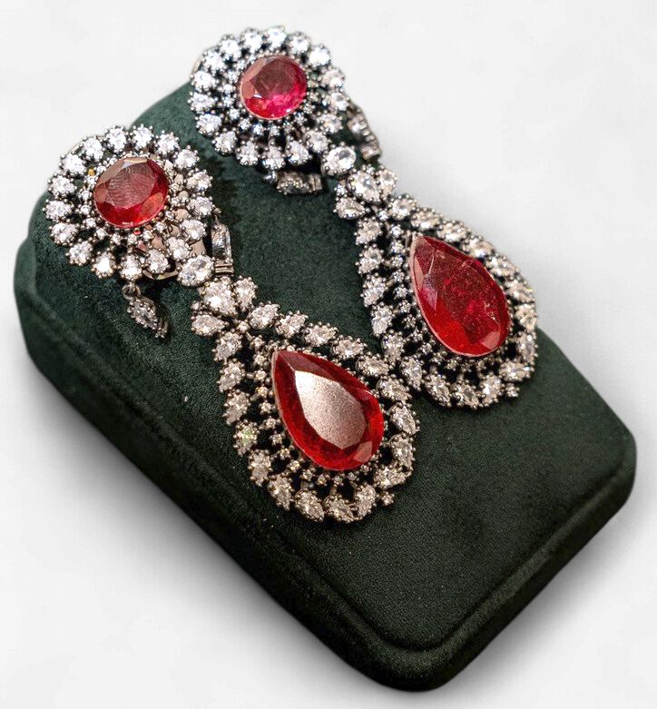 Elina Ruby Drop Earrings